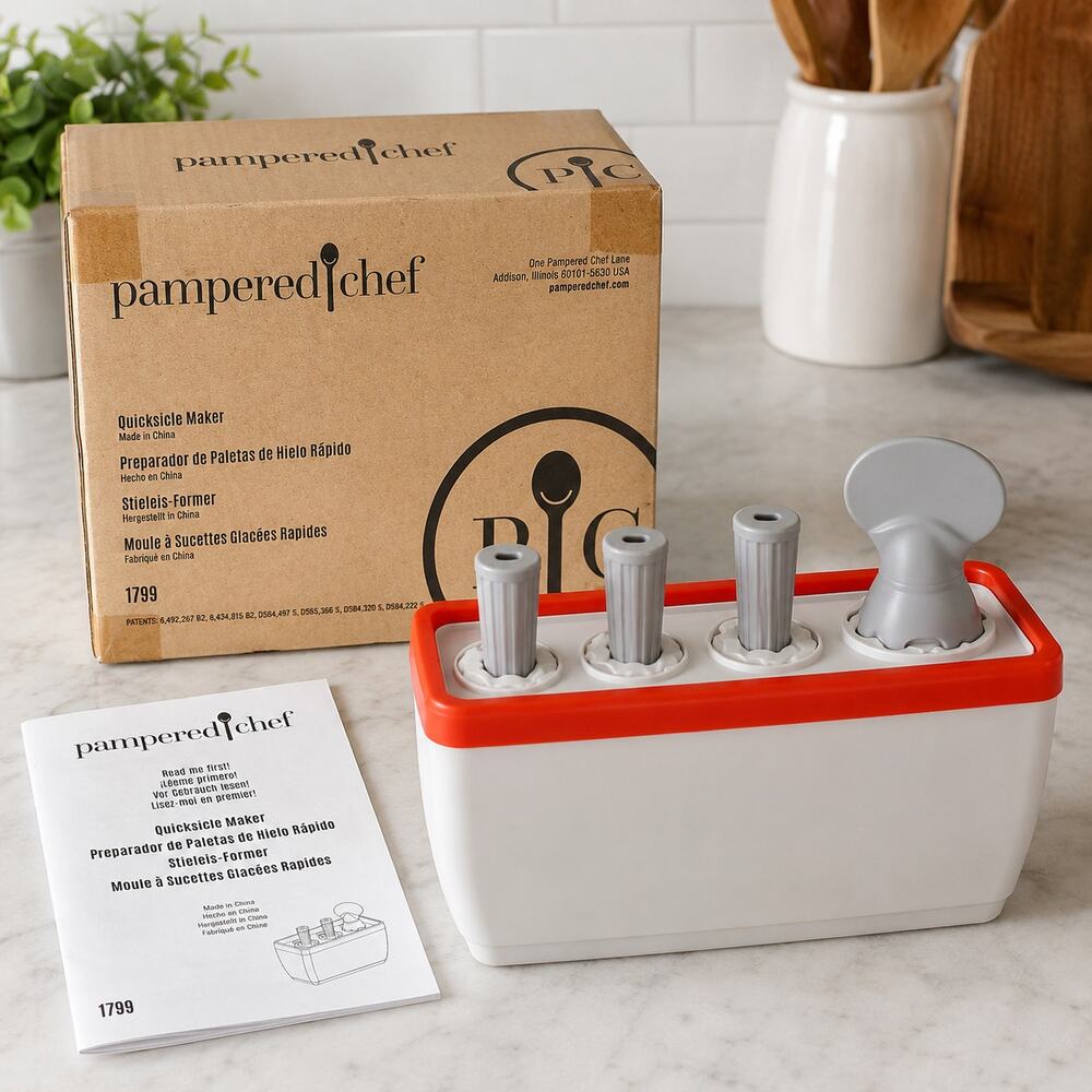 Pampered Chef Quicksicle Maker 1799 Frozen Ice Pop Maker Open Box Complete